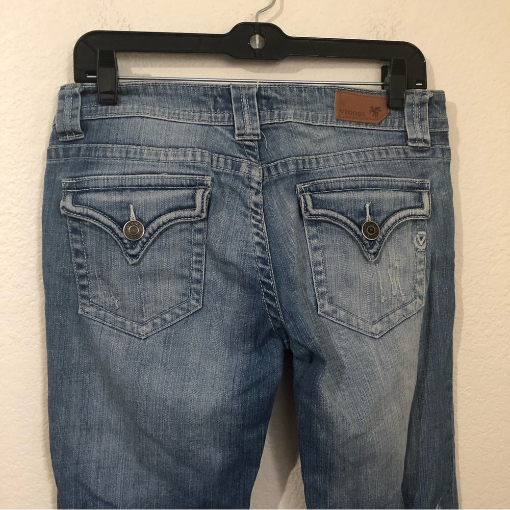 VIGOSS Womens Juniors 5 New York Boot Cut Jeans Light Wash Low Rise - Picture 11 of 14